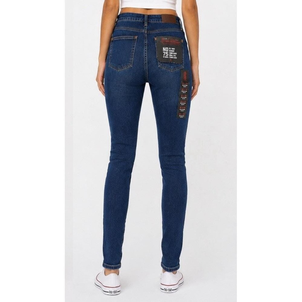 Smith & Rouge No 75 Womens High Rise Skinny Long Jeans Size 28x34 Blue Dark Wash